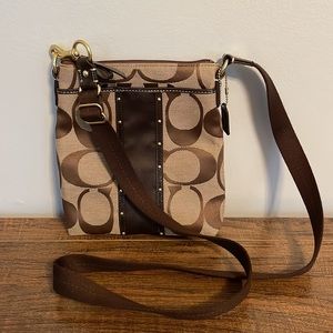 Coach Crossbody Purse In Signature Tan Canvas